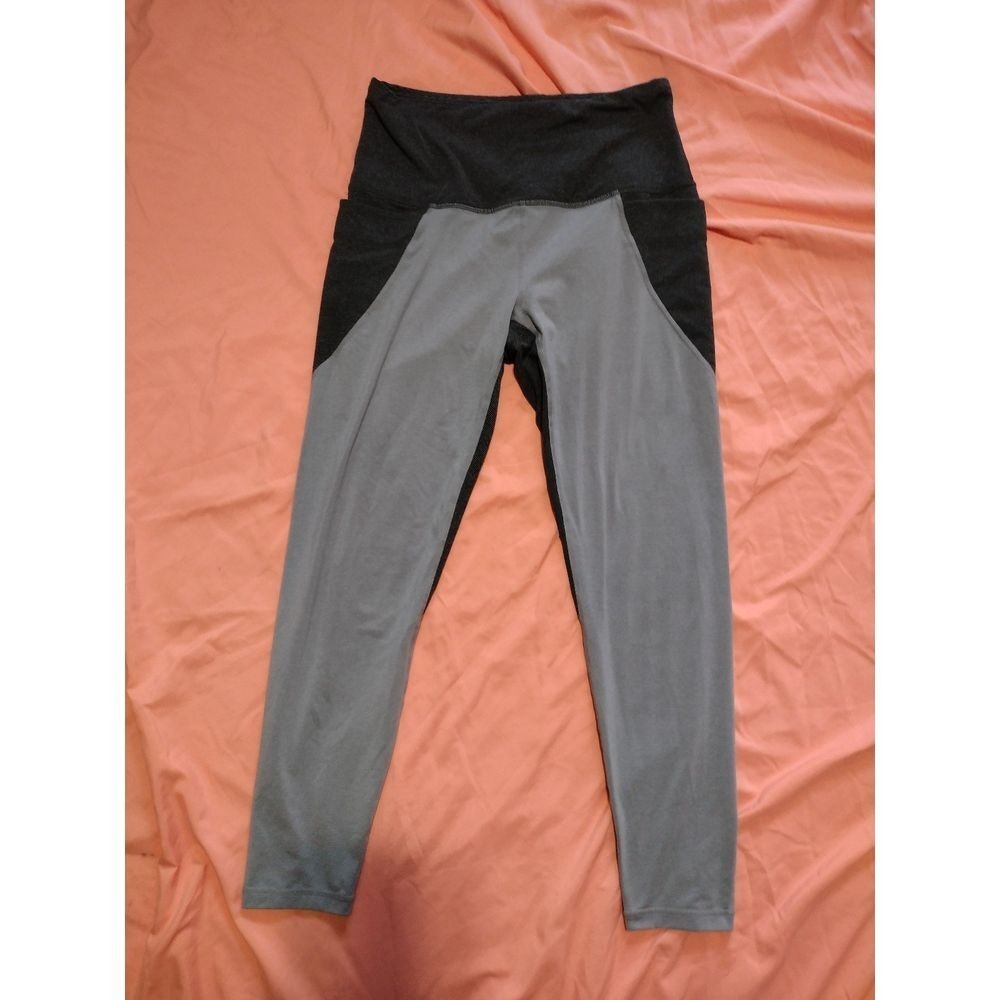 Prana High Waisted Colorblock‎ Pocket Leggings Women Gray Black Activewear